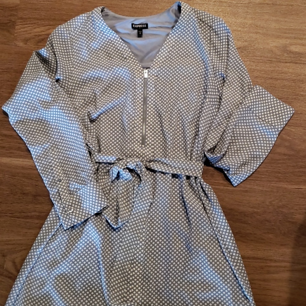 White and Grey knee length dress